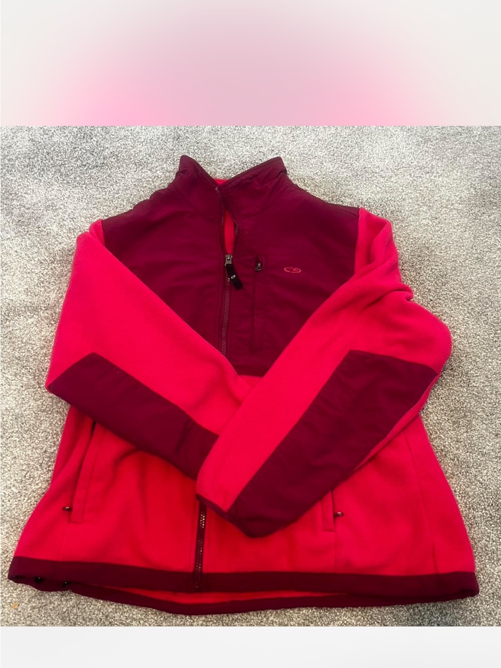 Champion Two-Tone Pink and Burgundy Utility Fleece Jacket